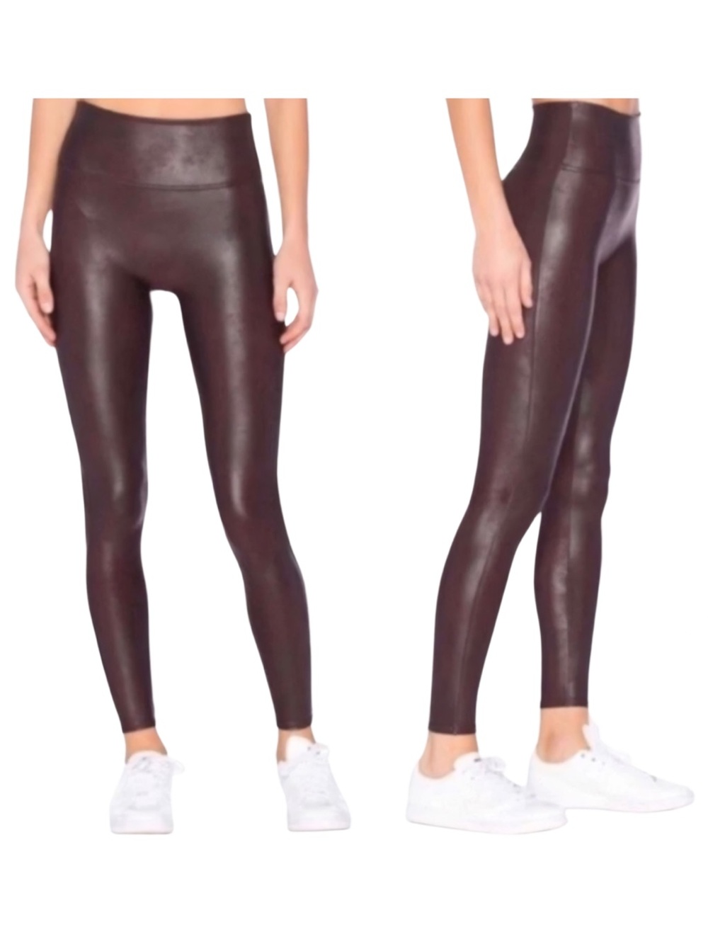 SPANX Ready‑to‑Wow Faux Leather Leggings – Wine – Medium – EUC